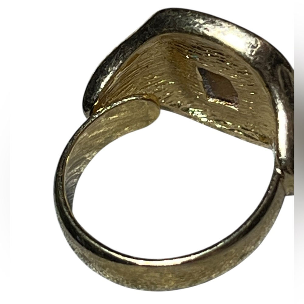 Vintage Christian Dior Gold Tone and Blue Gemstone Halo Ring size 6 - Picture 8 of 16